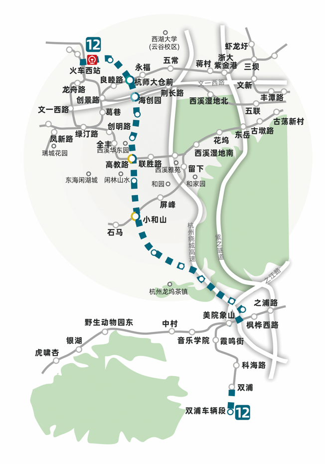 杭州地铁四期的杭州地铁12号线 从火车西站穿越未来科技城直到双浦