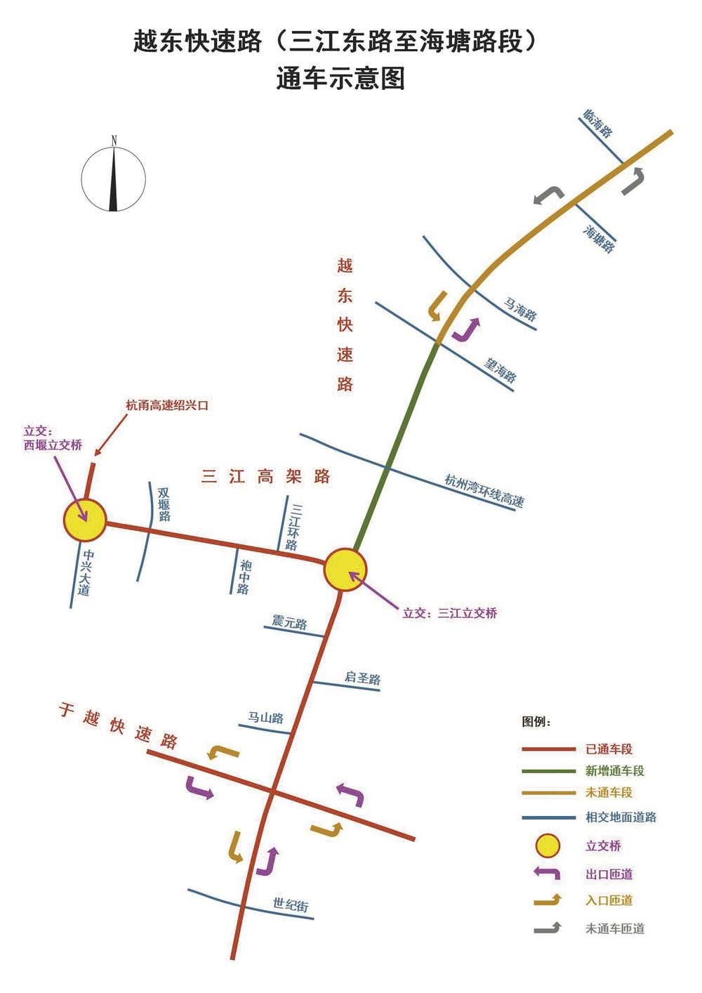 越城⇌滨海更快更近了 越东路北延智慧快速路（三江东路-海塘路段）正式通车
