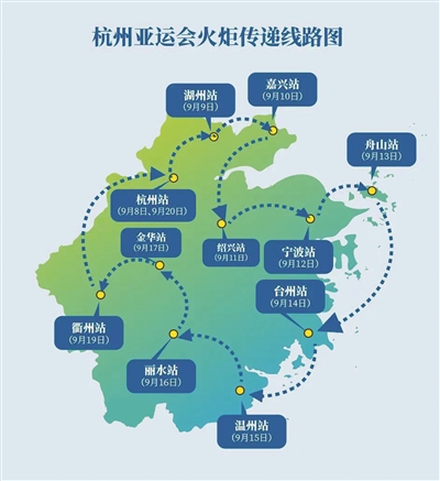 亚运火炬明起传递  宁波站时间:9月12日